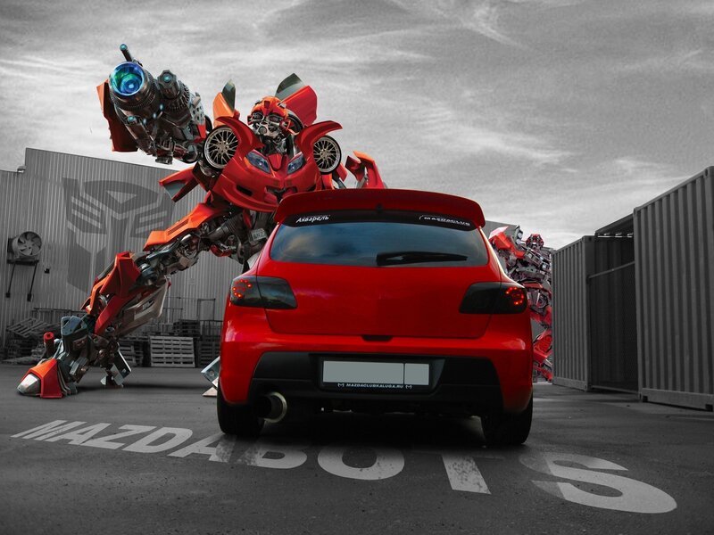 Red Car with Robot