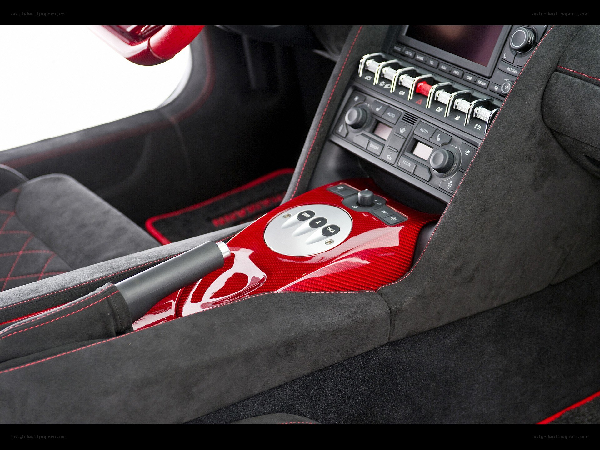 red carbon fiber car interior