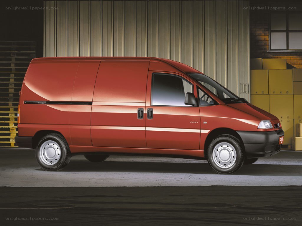 Red cargo van in warehouse