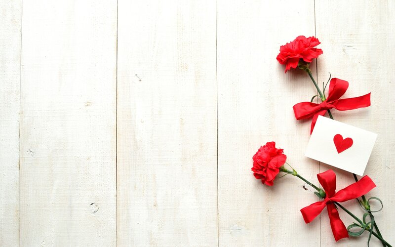 Red Carnations with Card