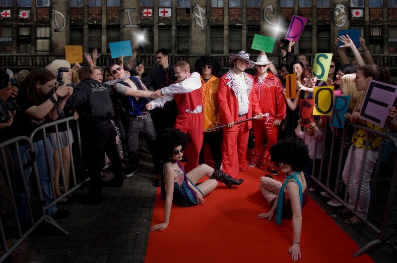 Red carpet event with performers