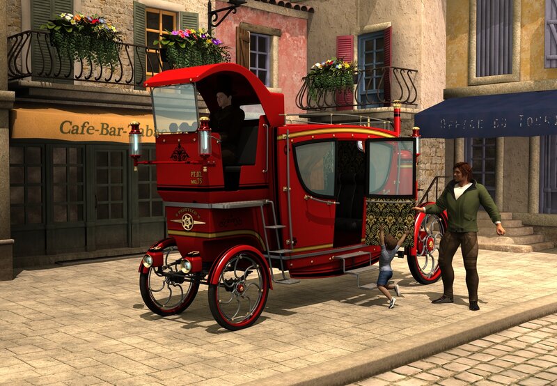 Red Carriage on Street