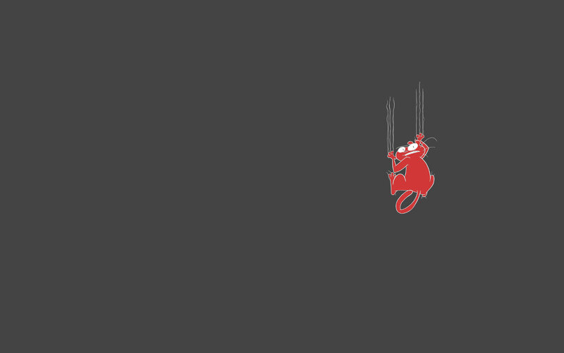 Red cartoon cat hanging