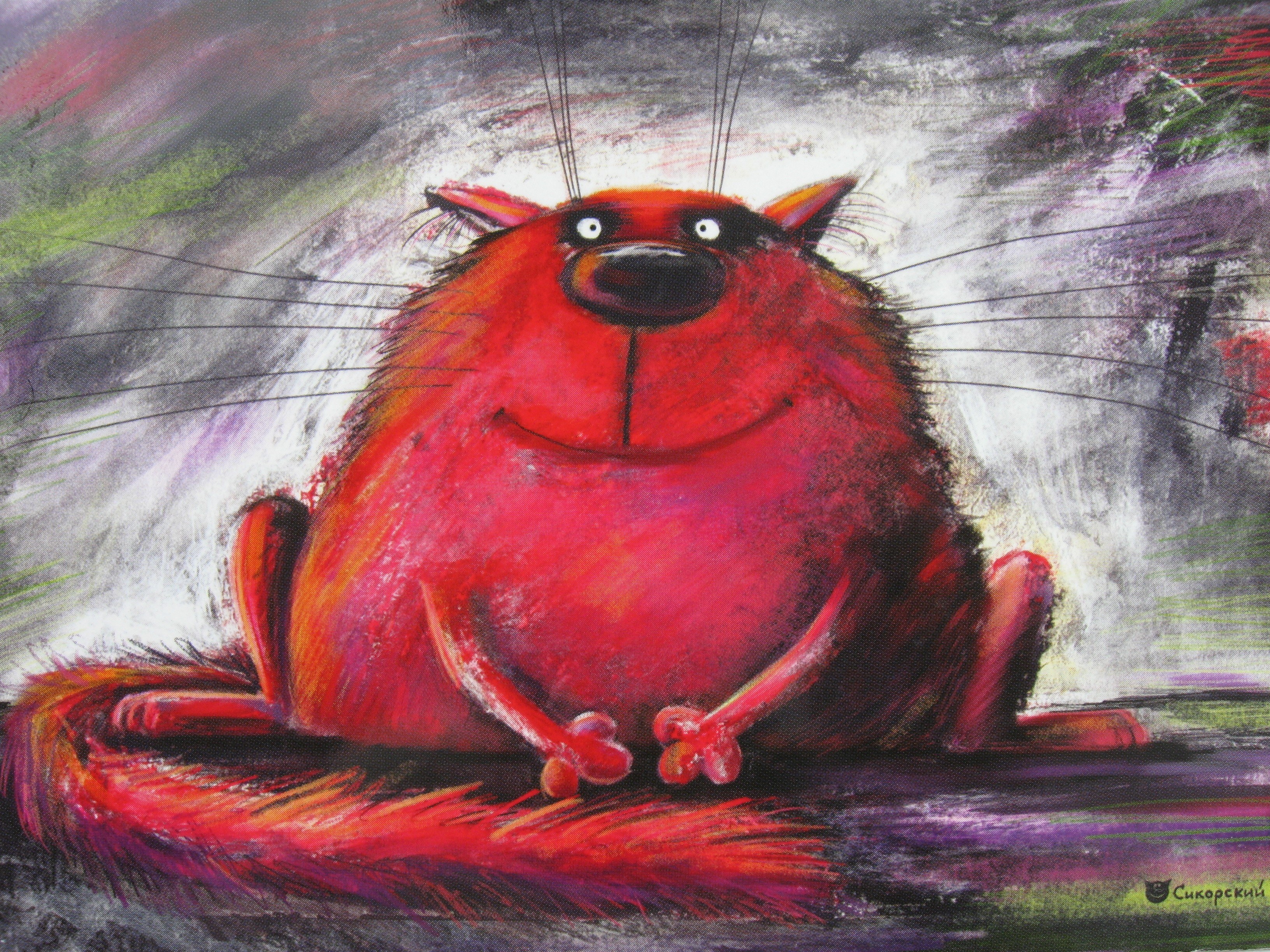 Red cartoon cat illustration