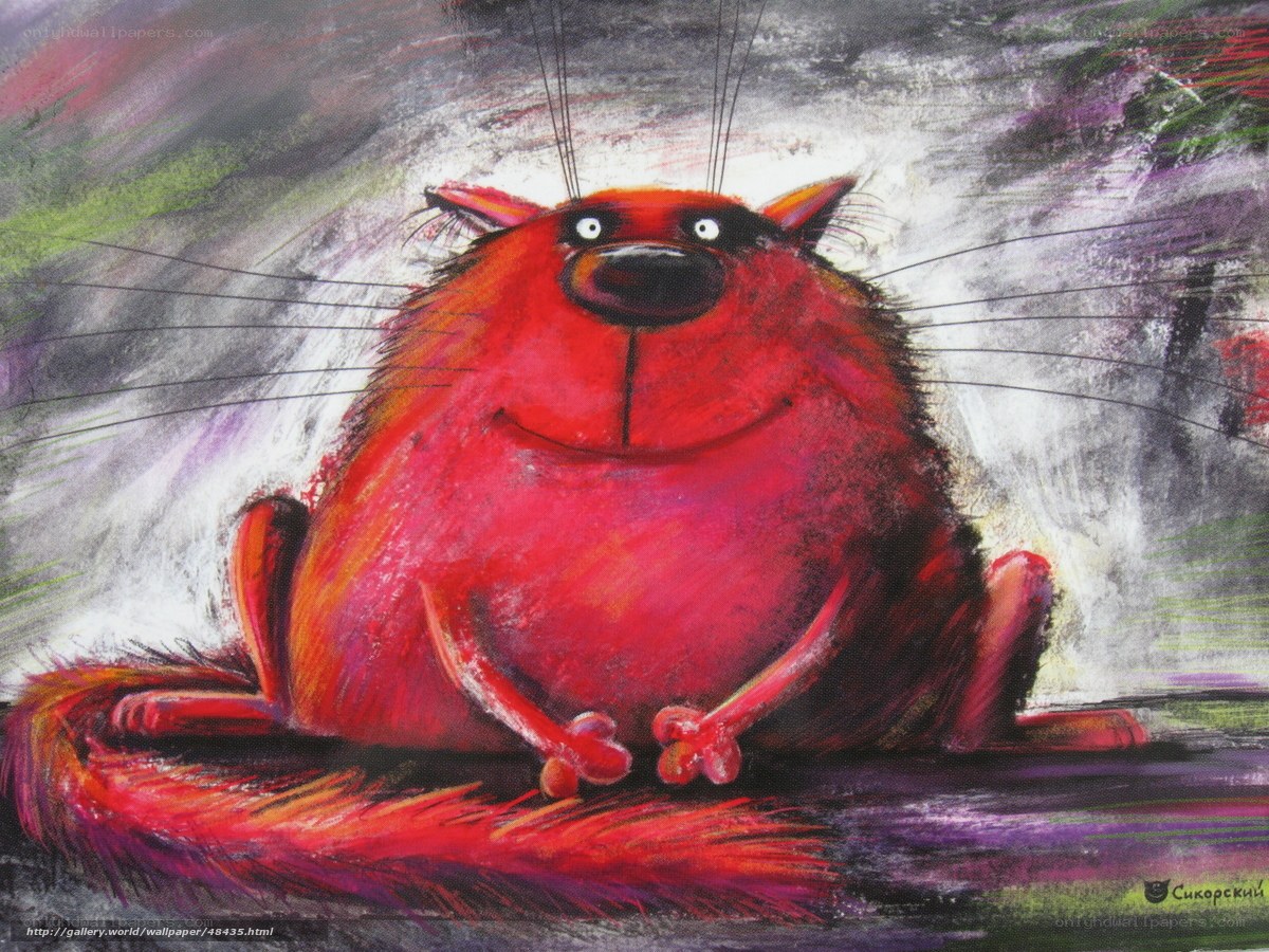 Red cartoon cat illustration