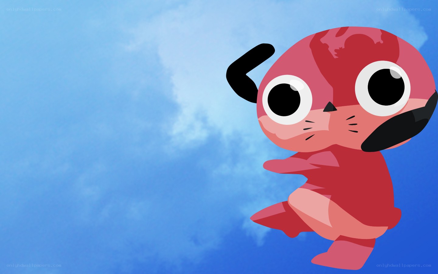 red cartoon character in sky