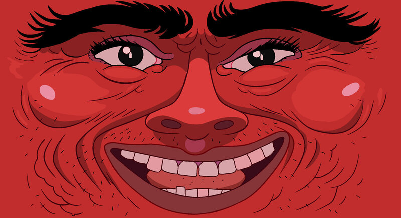 red cartoon face illustration