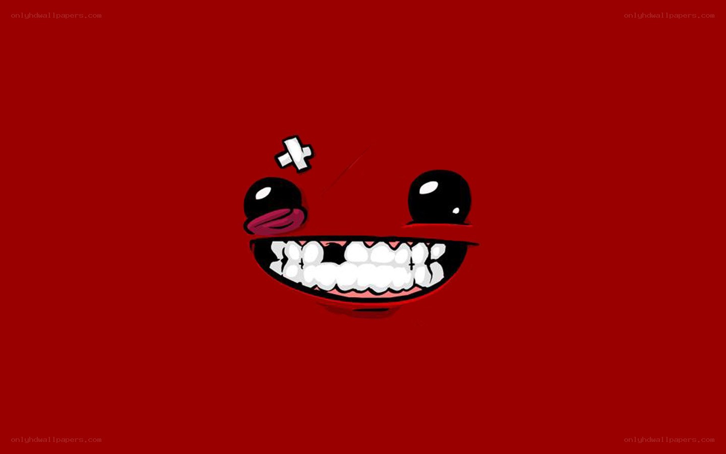 red cartoon face with bandage