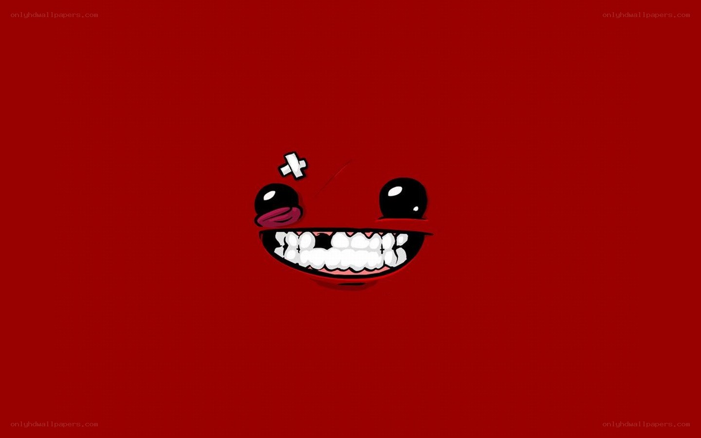 red cartoon face with bandage