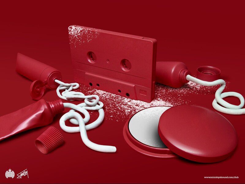 Red cassette tape with toothpaste