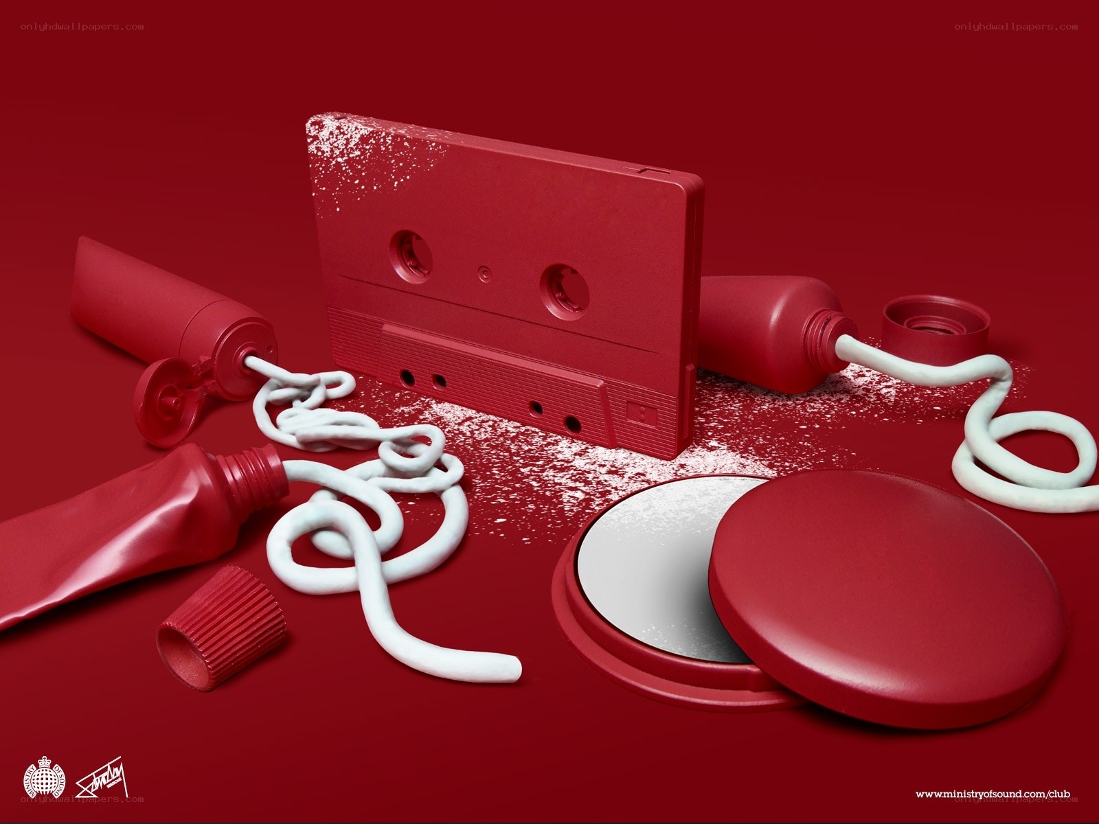 Red cassette tape with toothpaste