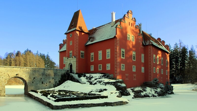 Red Castle in Winter — Serene, Photograph