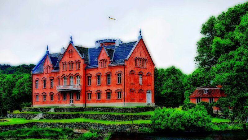 Red Castle with Trees