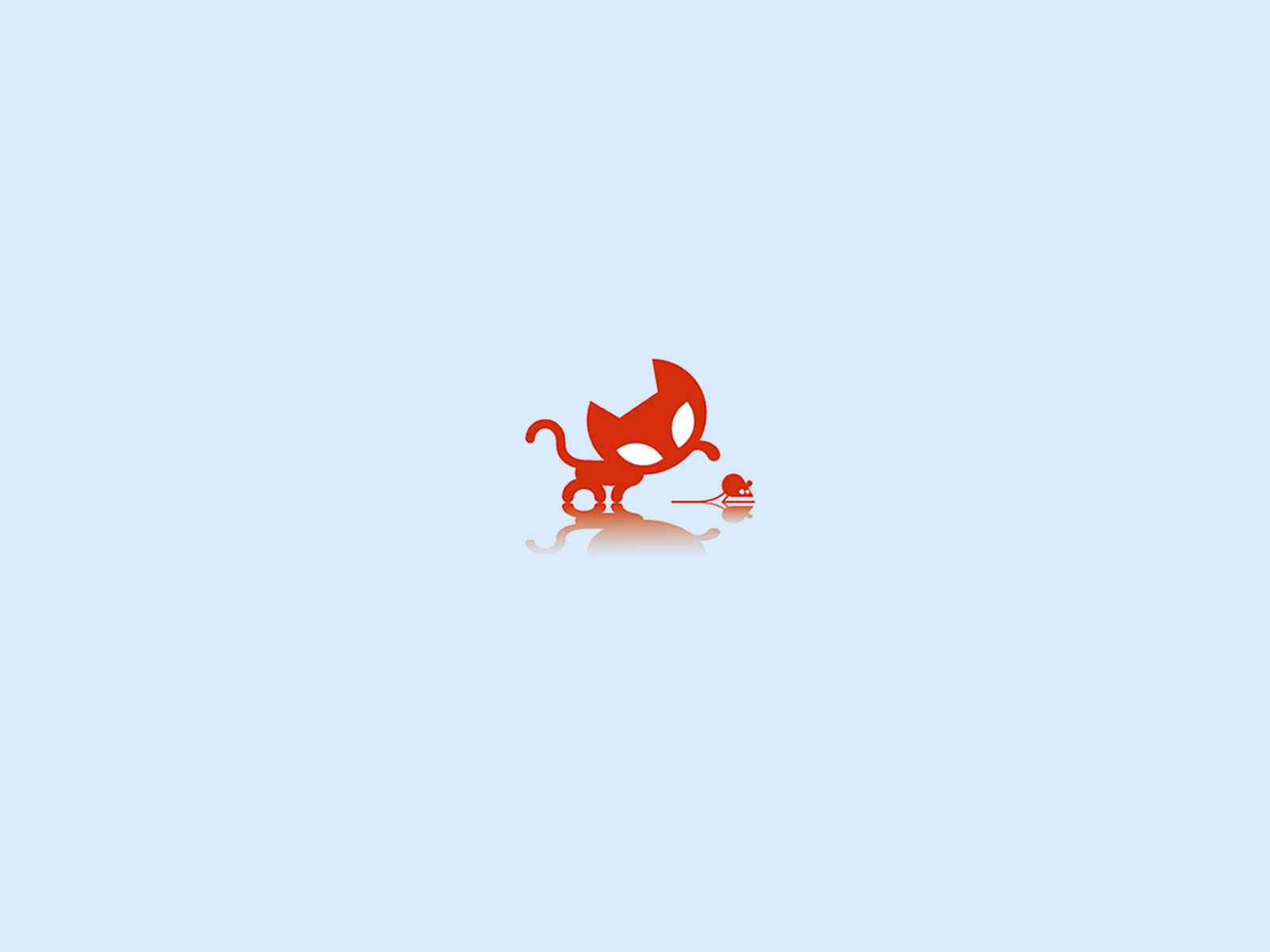 Red cat chasing mouse