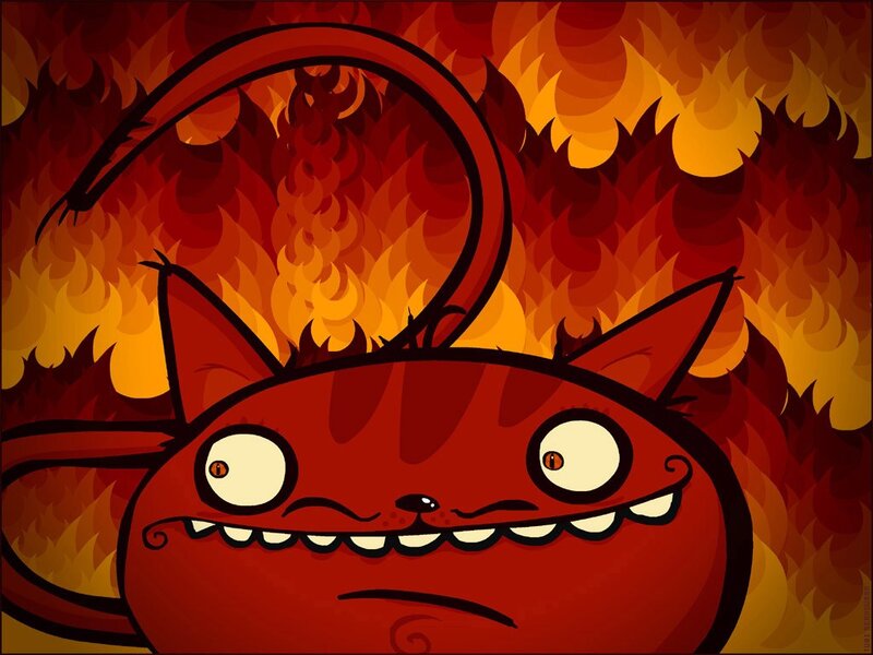 red cat in flames