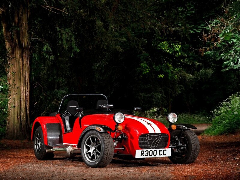 Red Caterham Seven sports car