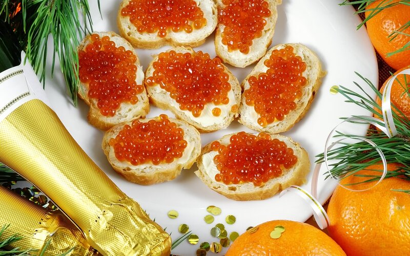 Red Caviar on Bread