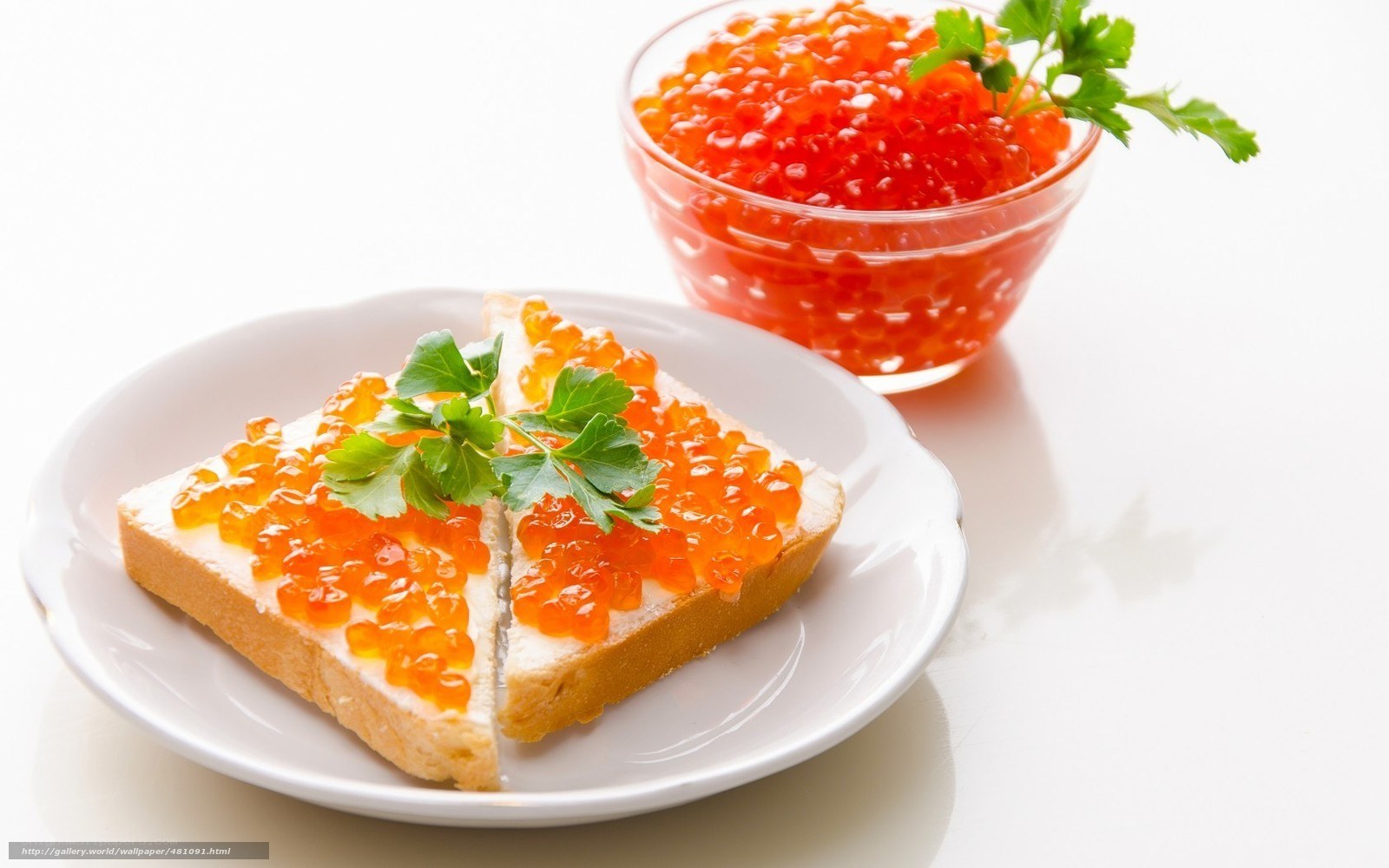 Red caviar on toast