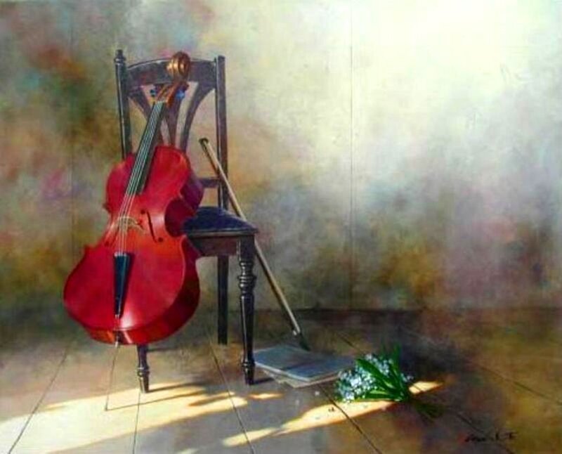 Red Cello on Chair