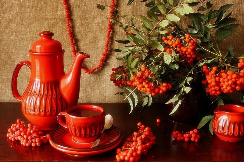 Red Ceramic Tea Set