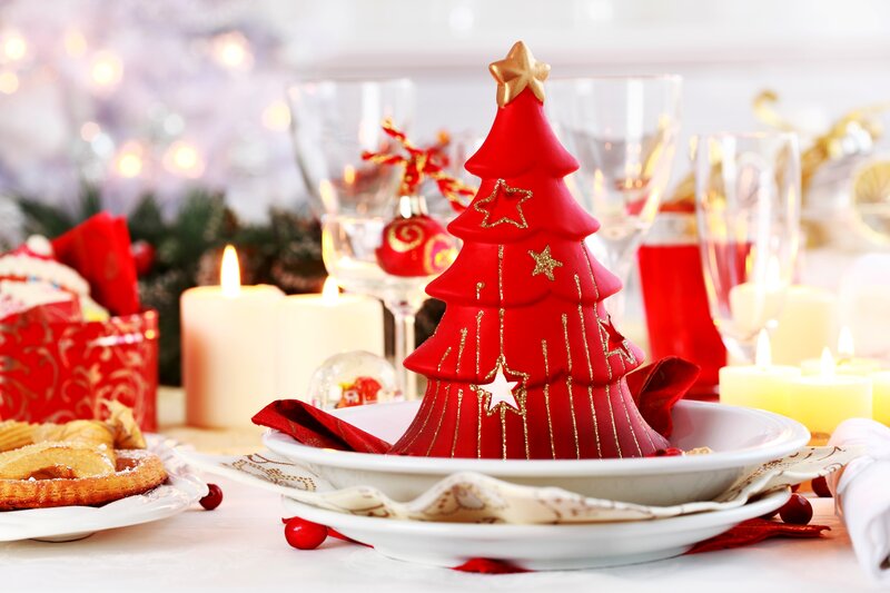 Red Ceramic Tree Centerpiece
