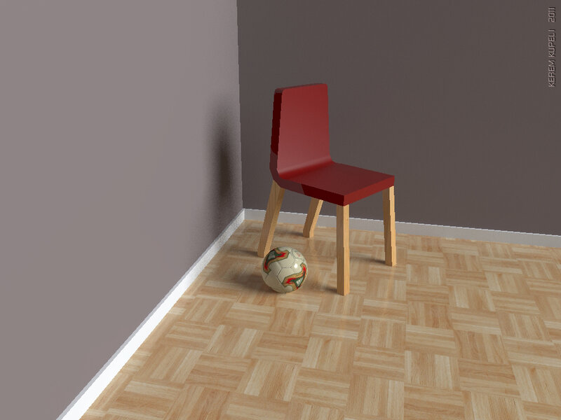 Red Chair and Soccer Ball