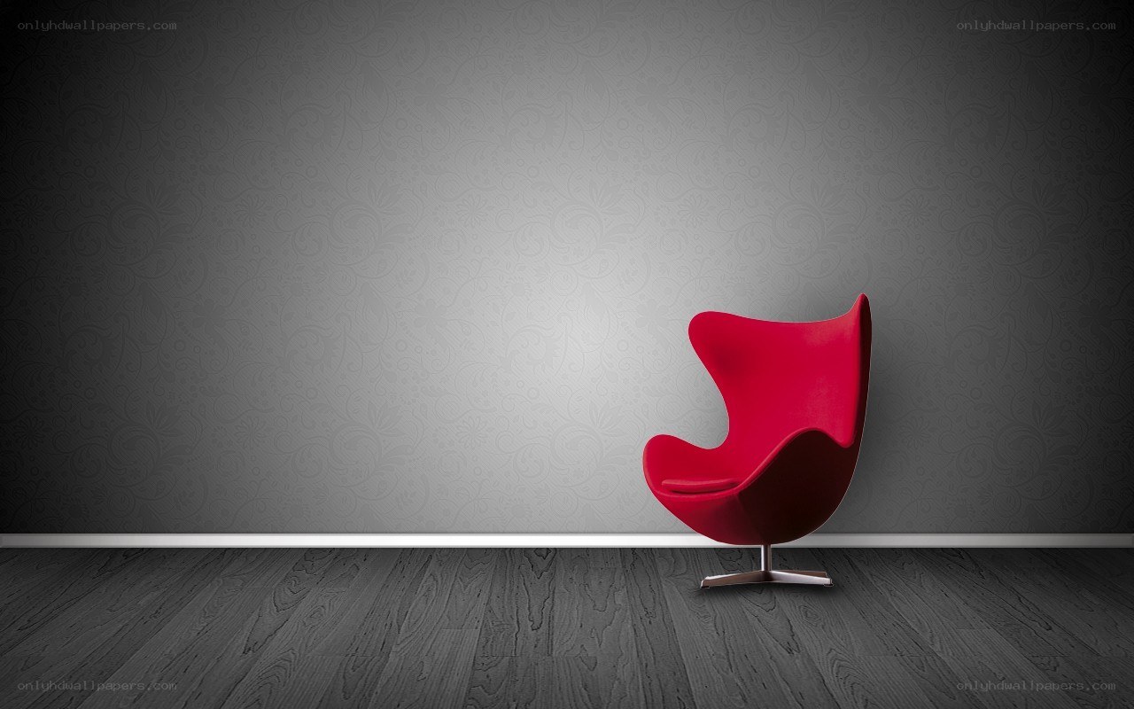 Red chair in empty room