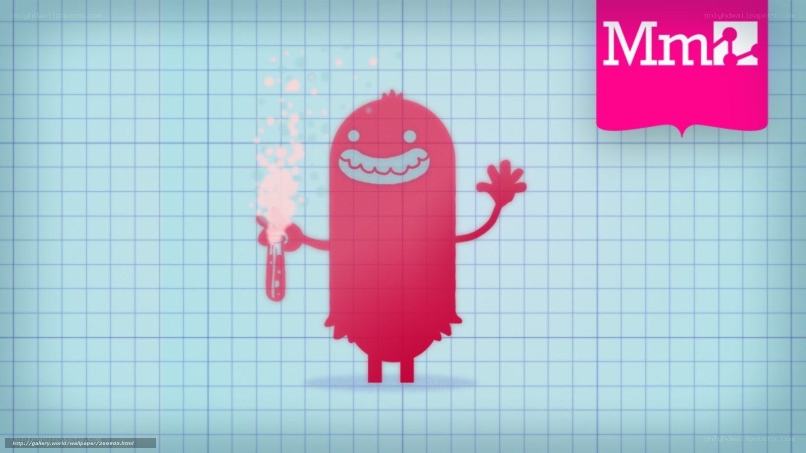 Red character on graph paper
