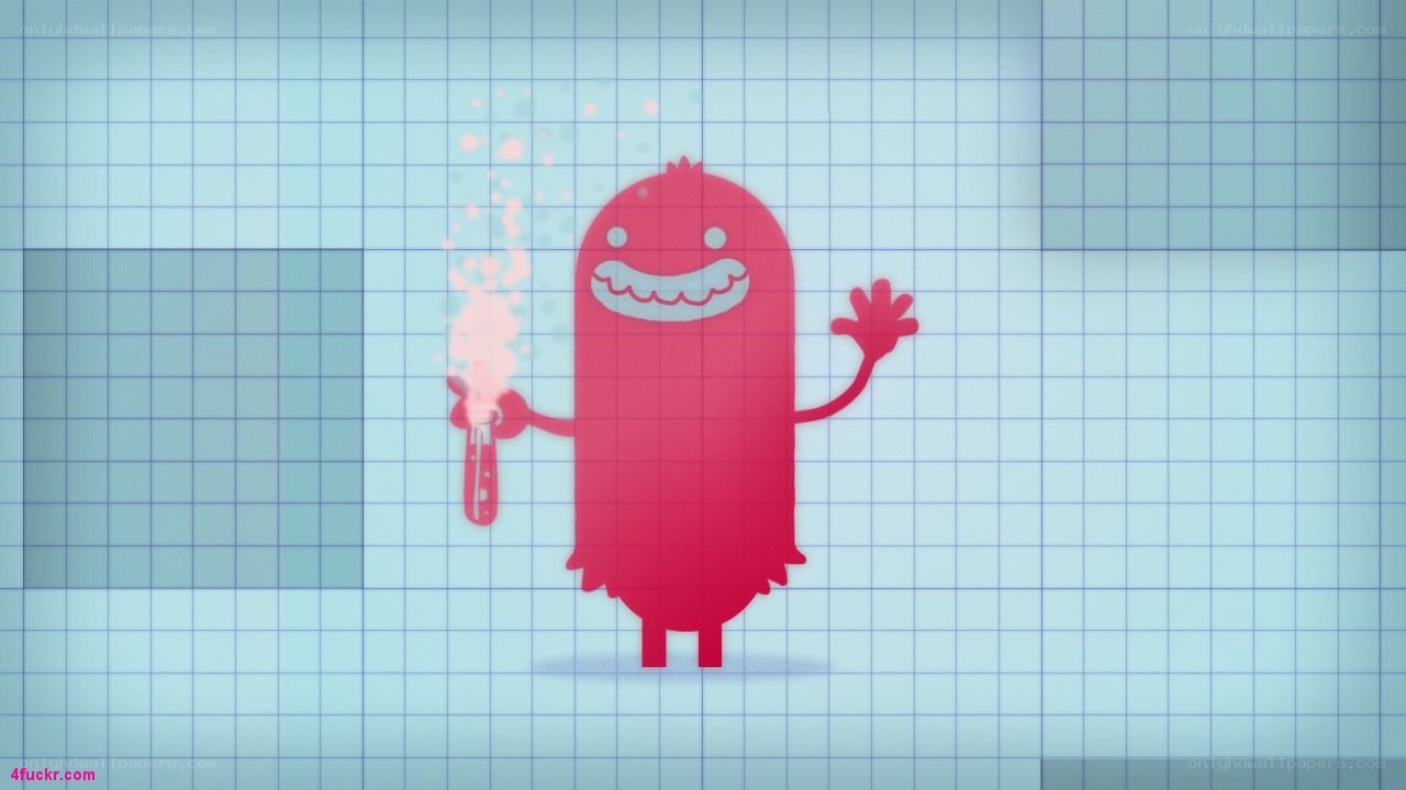 red character with test tube