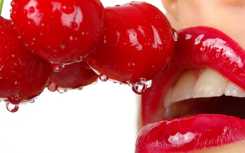 red cherries and lips