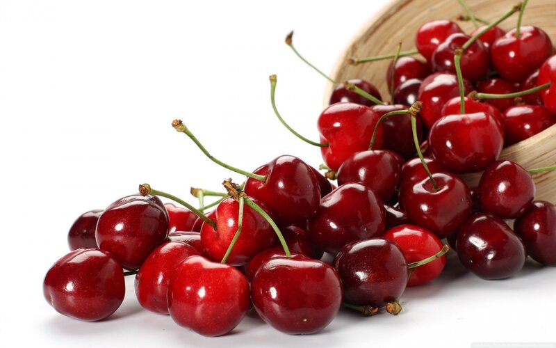 Red Cherries in a Basket — Fresh