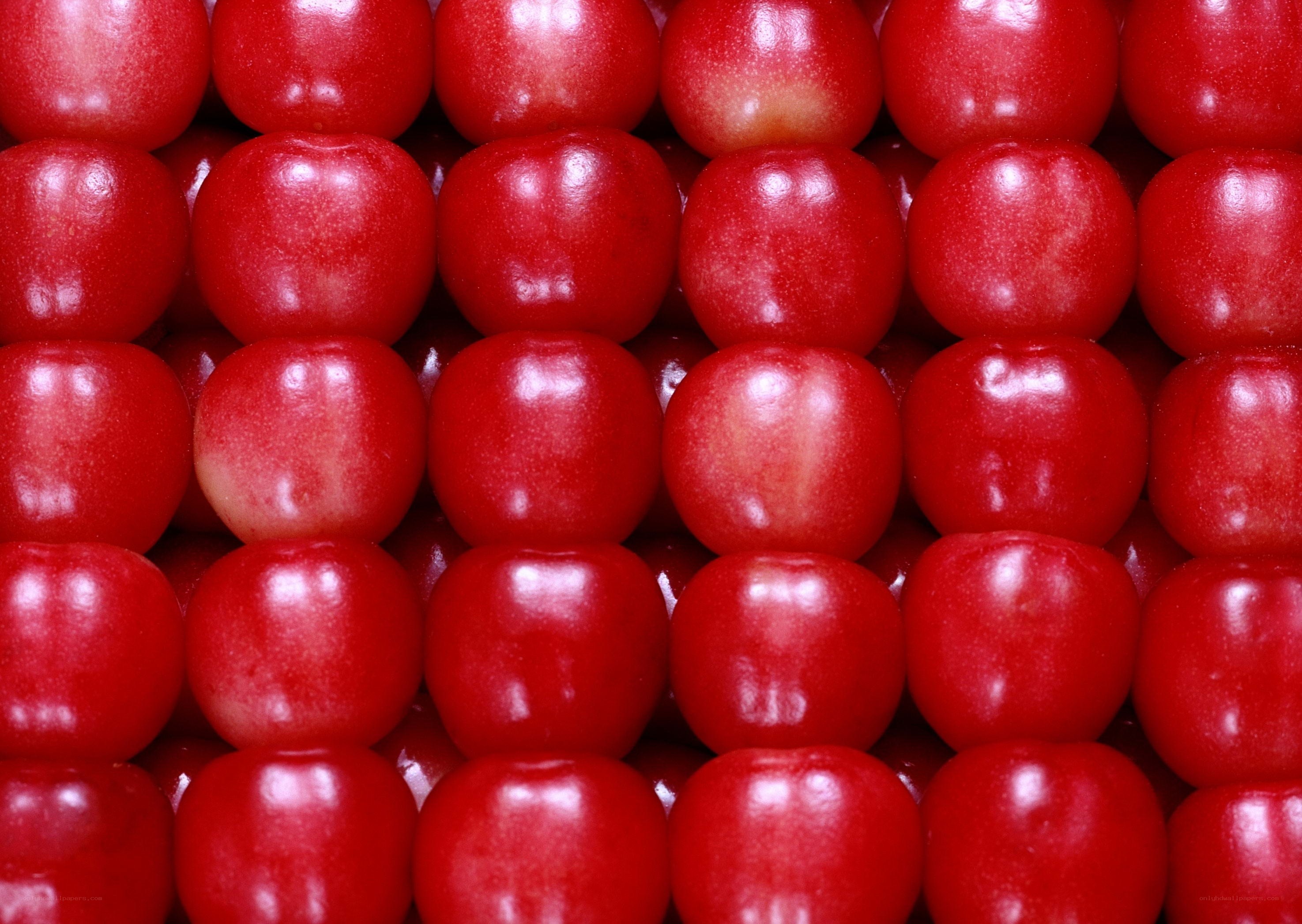 Red cherries in a grid
