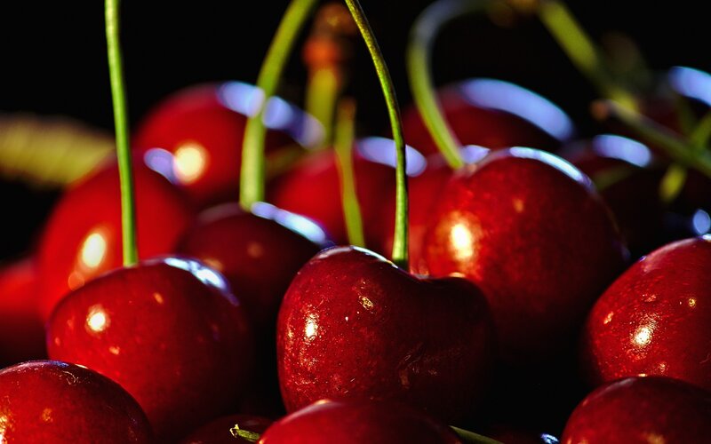 Red Cherries in a Pile — Dramatic
