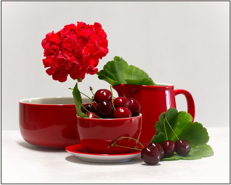 Red Cherries in Cups