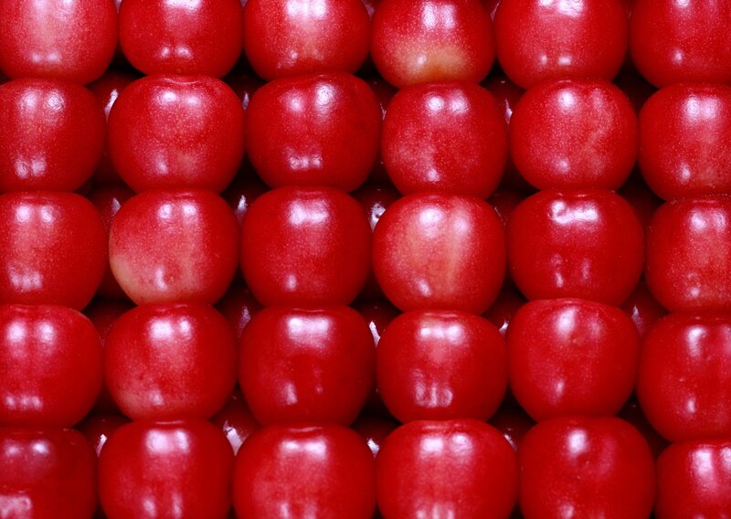 Red Cherries in Rows
