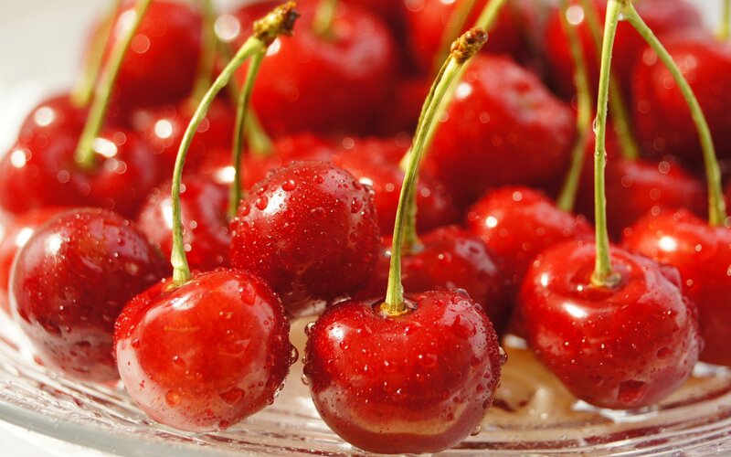 Red Cherries on a Plate