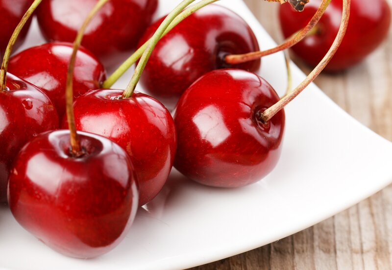 Red Cherries on Plate — Fresh