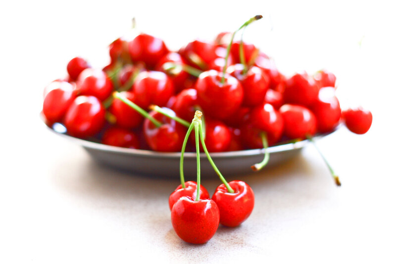 Red Cherries on Plate