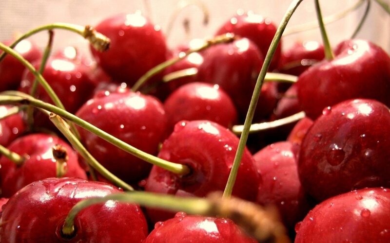 Red Cherries with Stems — Fresh, Photograph