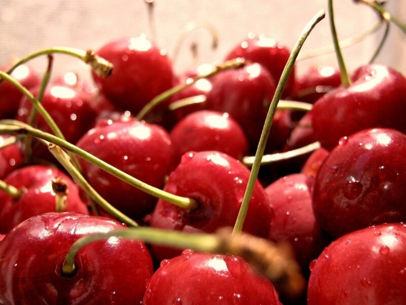Red Cherries with Stems
