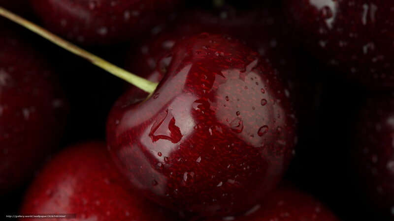 Red Cherries with Water Droplets — Dramatic, Photograph