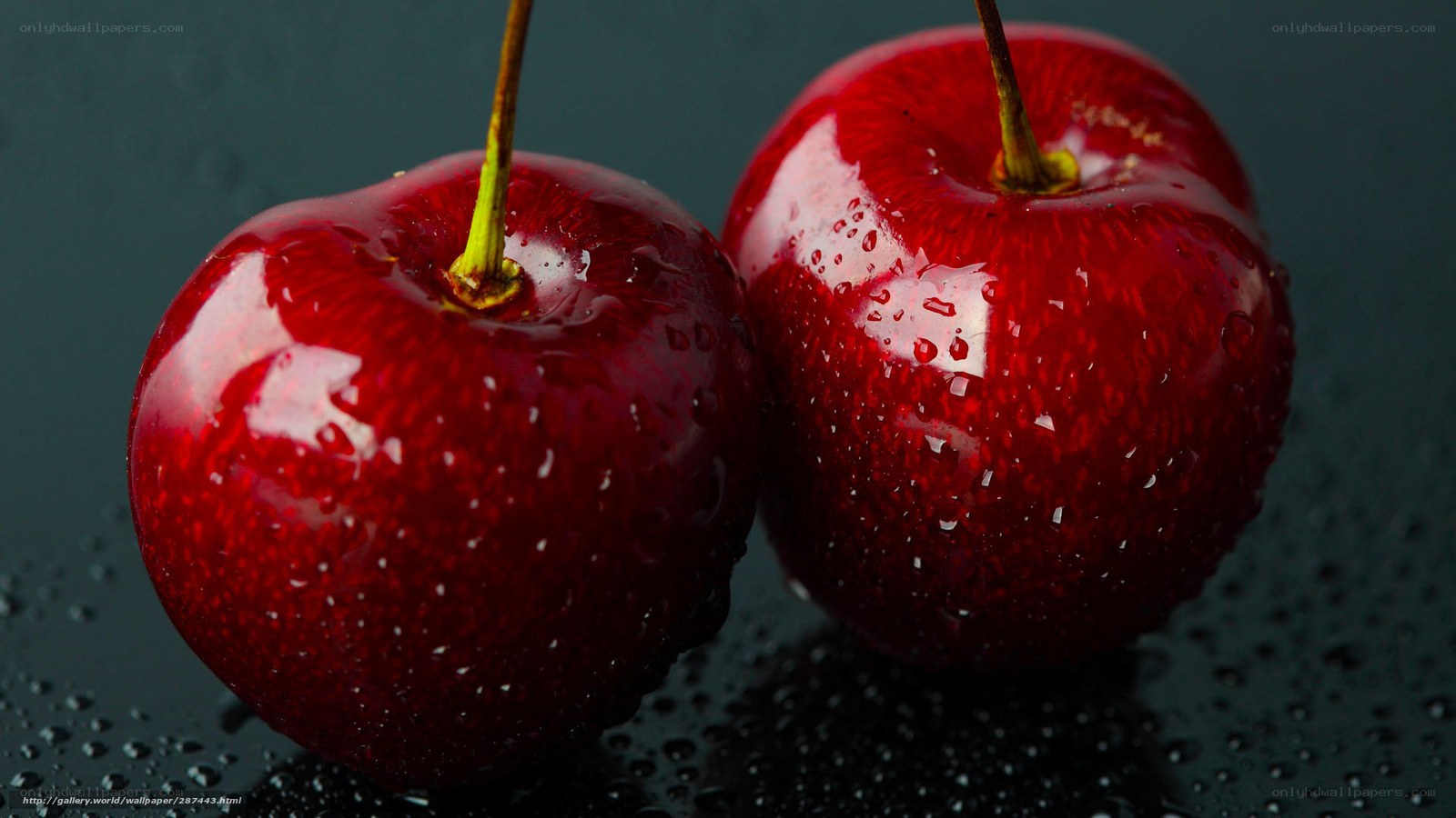 red cherries with water droplets