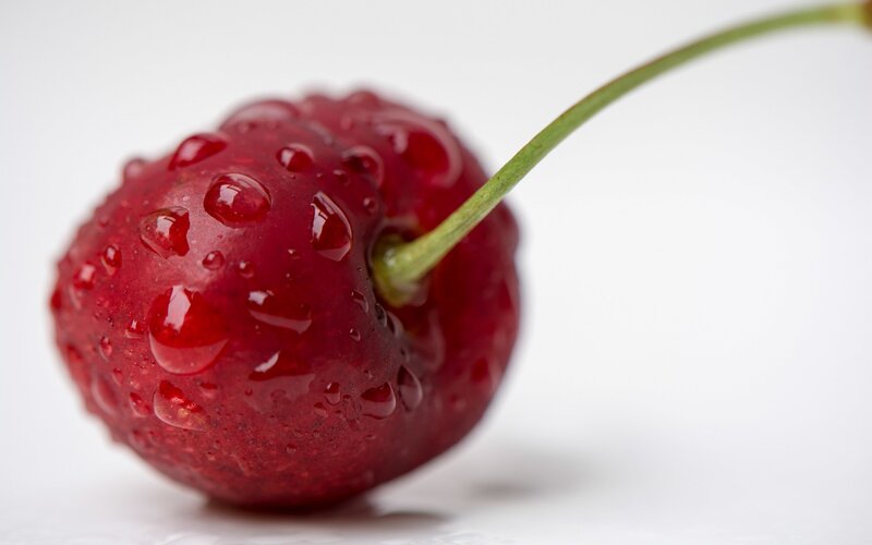Red Cherry with Water Droplets — Clean