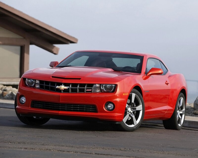 Red Chevrolet Camaro — Calm, Afternoon, Photograph, Car, Building