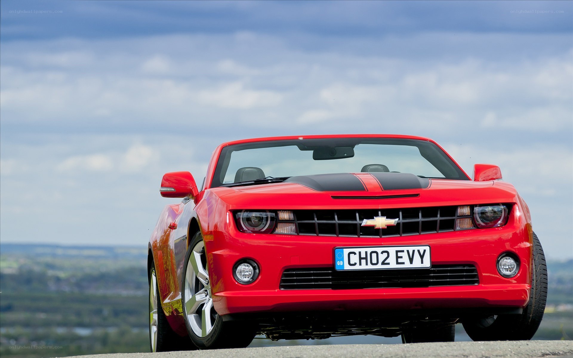 Red Chevrolet Camaro convertible