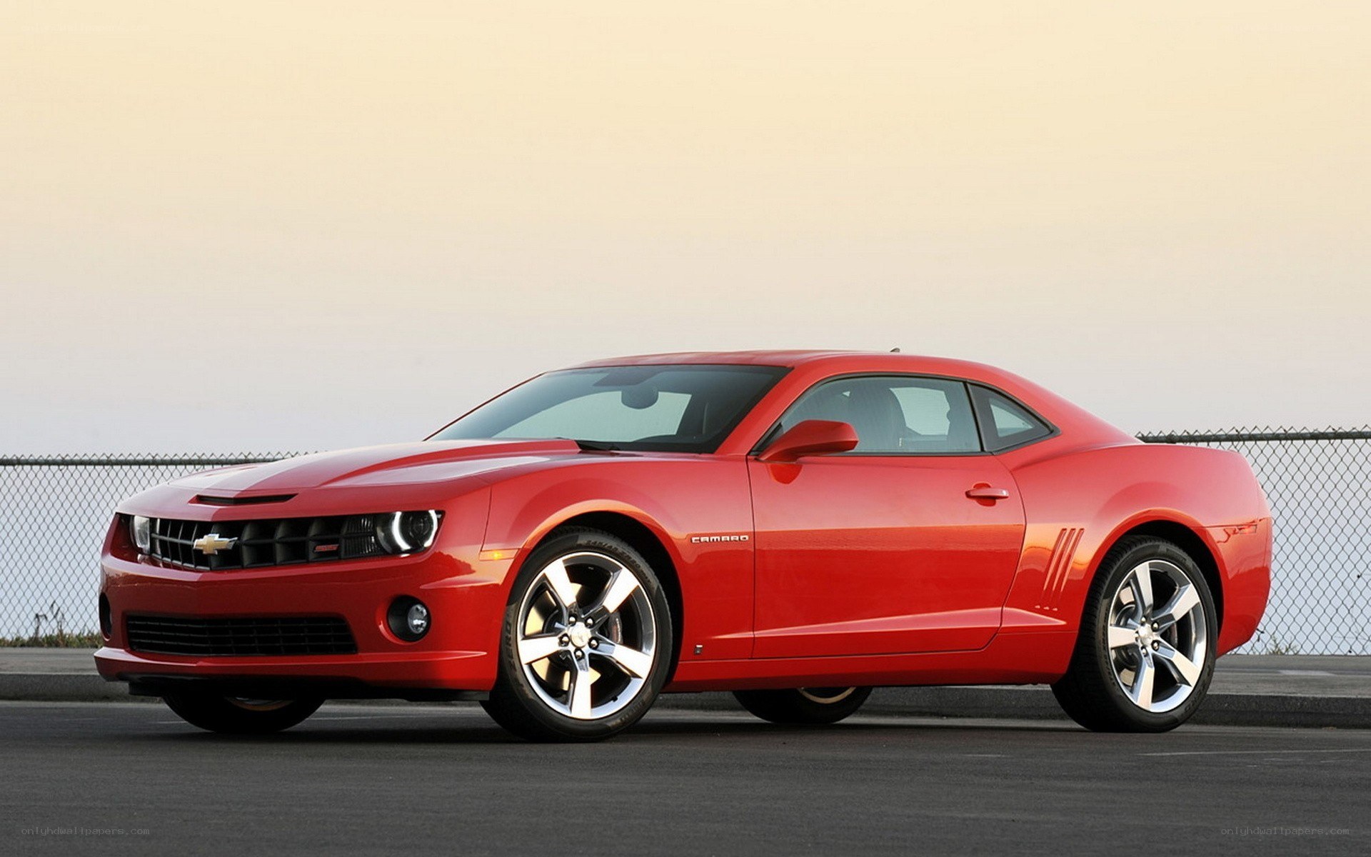 Red Chevrolet Camaro coupe