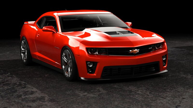 Red Chevrolet Camaro — Dramatic, 3d Render, Car, Hood Scoop