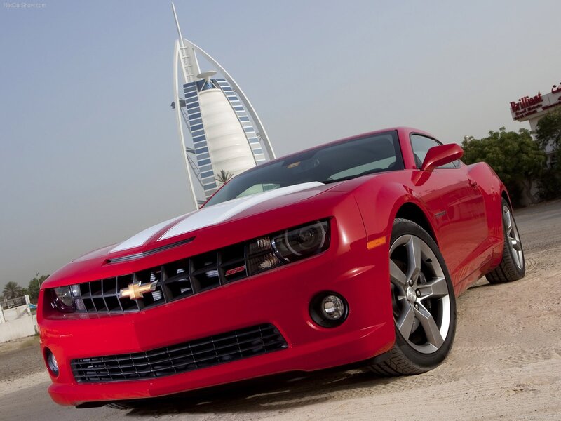 Red Chevrolet Camaro — Dramatic, Afternoon, Photograph, Burj Al Arab