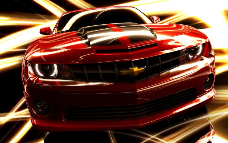 Red Chevrolet Camaro — Dramatic, Digital Art, Car
