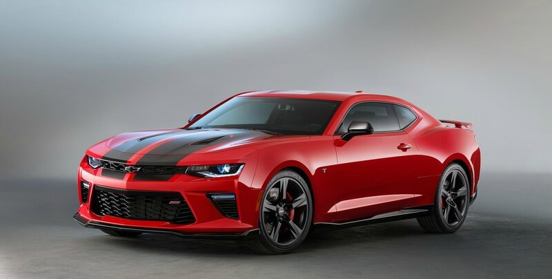 Red Chevrolet Camaro — Dramatic, Photograph, Black Stripes